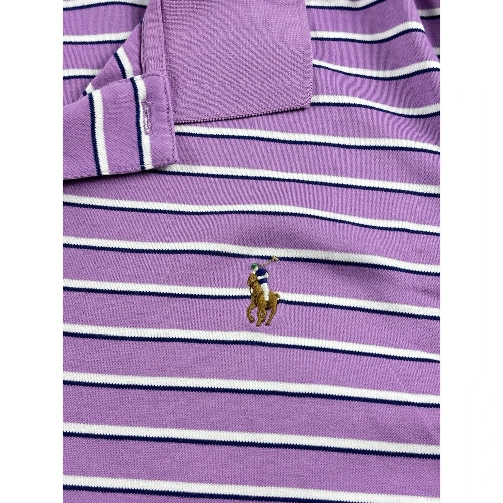 Polo Ralph Lauren Shirt Men's XXL Pima Soft Touch Purple White Stripe Flesh Pony
